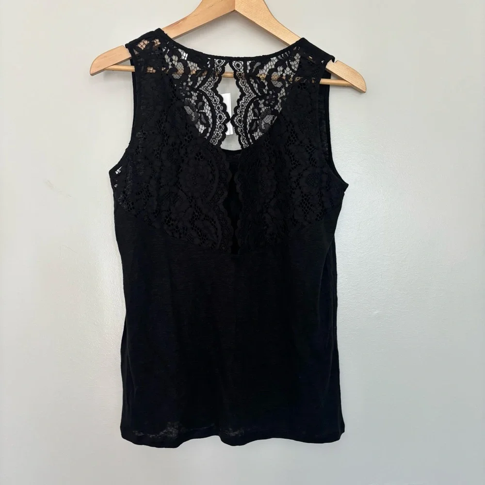 NWT Sandro Paris Black‎ Lace Tank Top Tango Noir Size Large - Picture 5 of 10